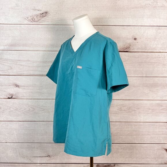 Figs Catarina Scrub Top Womens L Teal Short Sleeve Stretch Medical Nurse Uniform - Picture 3 of 6